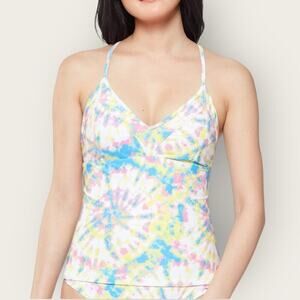 NWT | Jessica Simpson | Tie-Dye Tankini Top | White/Multi | Large